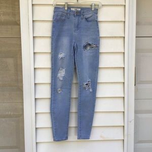 California Vintage Jeans Womens 3/26 Blue Light Wash Distressed Skinny Stretch